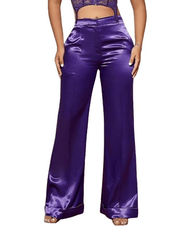 High Waist Women's Flare Leg Satin Pants Elegant Luxury Elegant Spring and Autumn Pants For Women Slim-Fit Leggings High Waist Women's Flare Leg Satin Pants Elegant Luxury Elegant Spring and Autumn Pants For Women Slim-Fit Leggings