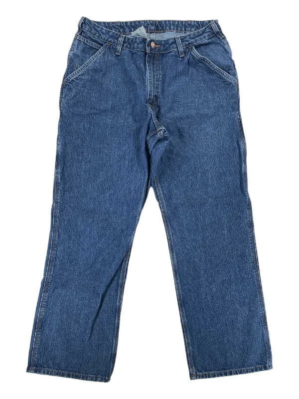 Womens Washed Denim Dungaree Pants High-Waist Jeans