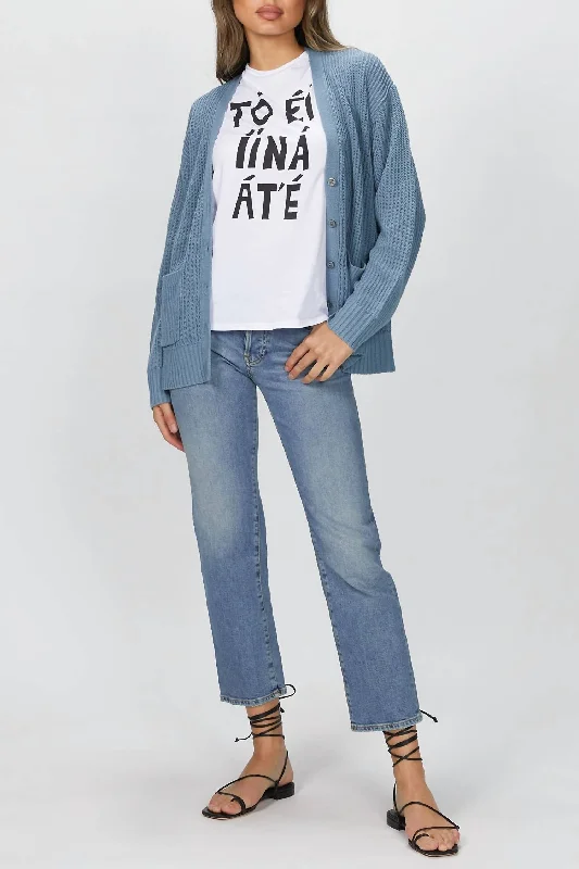 495 Jean In Stone Wash Blue Elegant Raw Hem Jeans