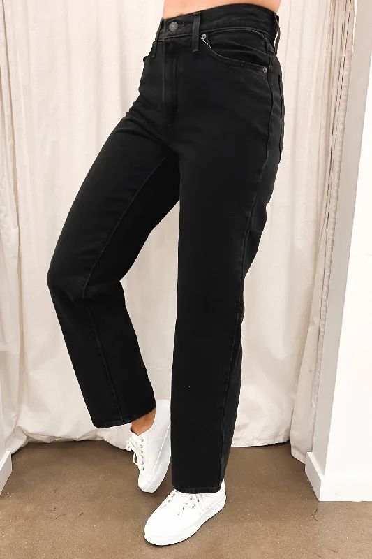 94' Baggy Jean Black Stonewash Comfortable Mid-Rise Jeans