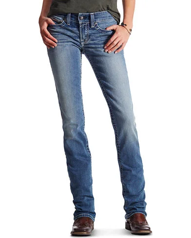 Ariat Women's Mid Rise Icon Stackable Straight Leg Jean Stylish Tapered Fit Jeans