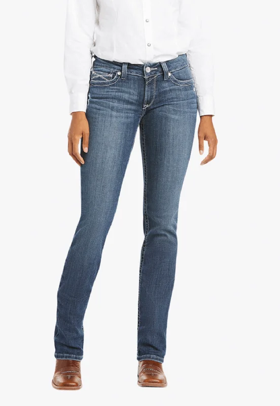 Ariat Womens REAL Straight Jean Casual Distressed Denim Jeans