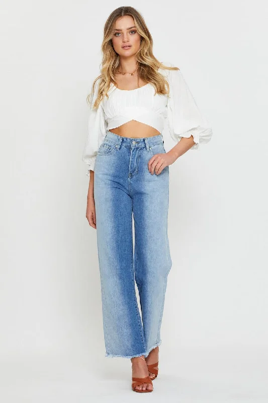 Blue Two Tone Colourblock Denim Jean Chic Dark-Wash Skinny Jeans