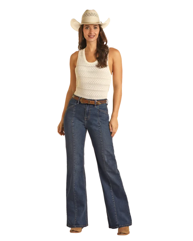 Women's Rock & Roll Cowgirl Flare Jean #BW6HD03996 Comfortable Low-Rise Jeans