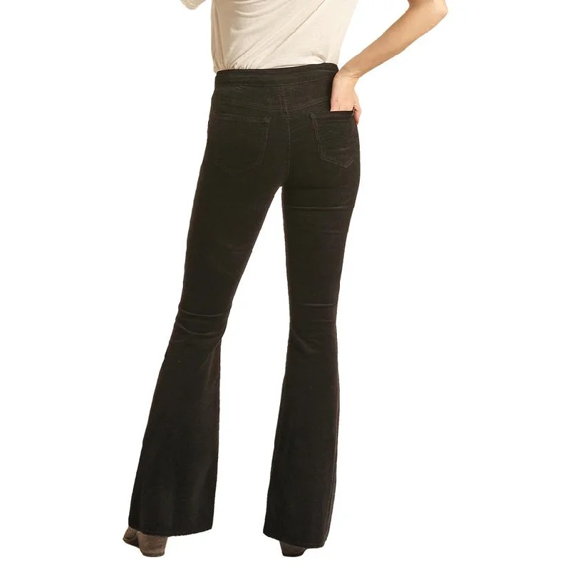 Women's Rock & Roll Corduroy Flare Jean #BW6PD02943 Elegant High-Waisted Flared Jeans