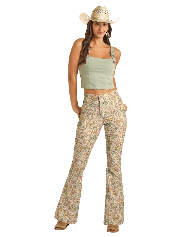 Women's Rock & Roll Cowgirl Reversible Flare Jean #BW6PD03986 Stylish Slim Fit Denim