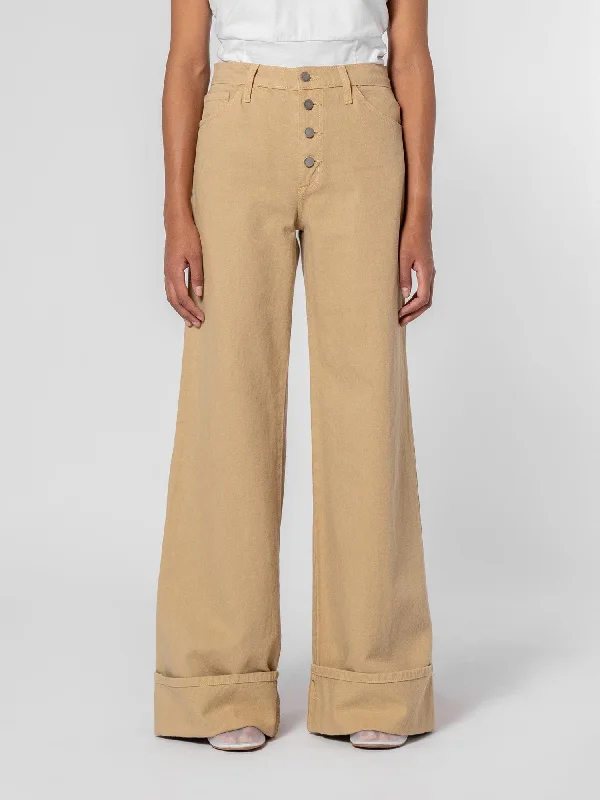 Carly Jean Cuffed Biscotti Elegant Bootcut Fit Jeans
