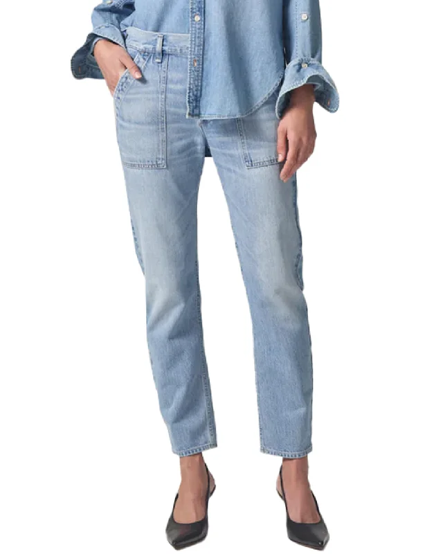 Leah Cargo Jean in Pinpoint Comfortable Mid-Rise Jeans
