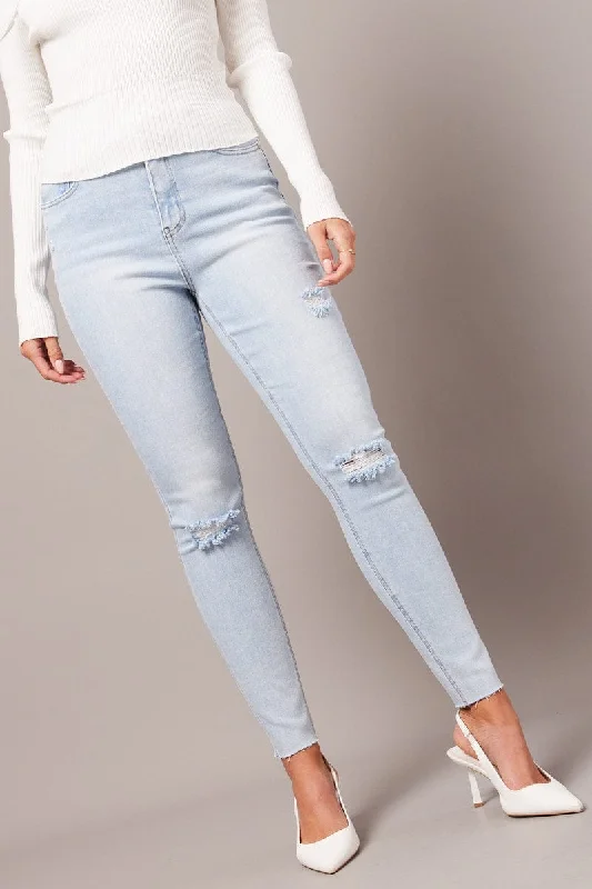 Denim Skinny Jean High Rise Fashionable Vintage Wash Jeans
