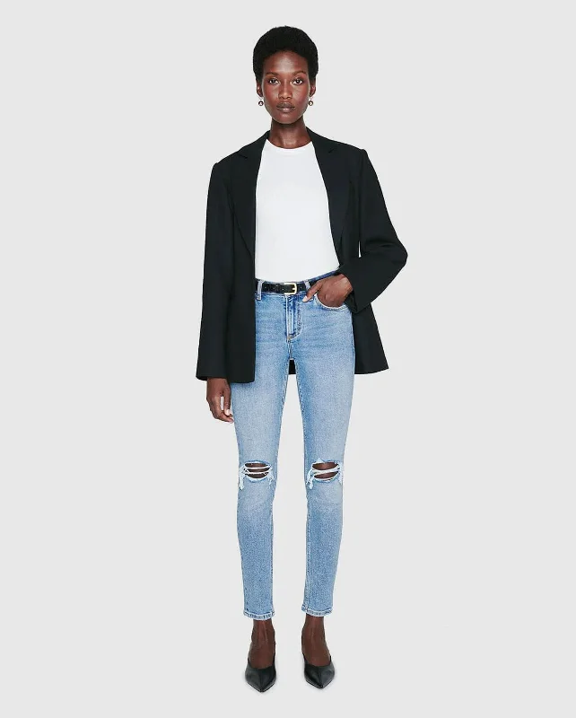 GABE JEAN / DESTRUCTED LIGHT INDIGO Trendy Colored Denim Jeans