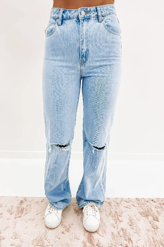Heidi Jean Holiday Blue Organic Trendy Low-Rise Bootcut Jeans