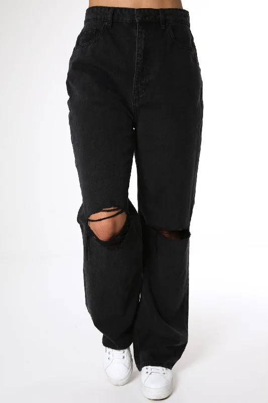 High Baggy Jean Exalt Black Casual Loose Fit Jeans