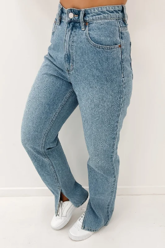 High Straight 80 Jean Split Blue Stylish Cargo Style Jeans