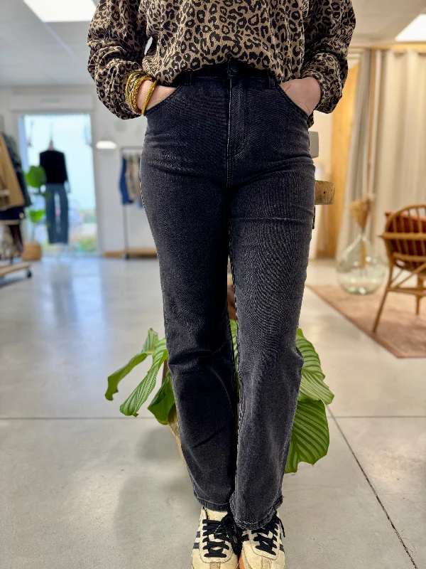 Jean Solange • Gris foncé Fashionable Button-Front Jeans