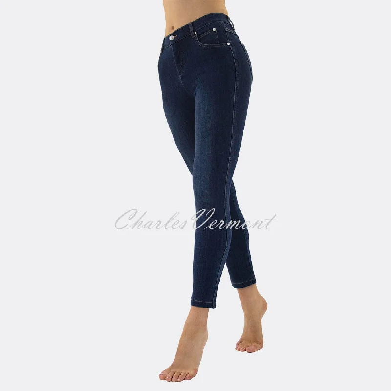 Marble 7/8th Ankle Grazer Slim Leg Jean – Style 2406-183 (Dark Denim Blue) Trendy Skinny Fit Jeans