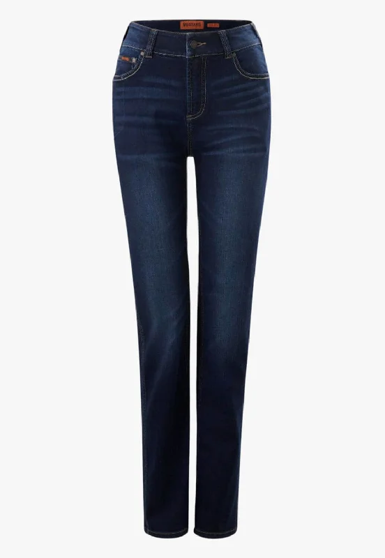 Mustang Womens Msignature Straight Leg Jean Comfortable Faded High-Rise Jeans