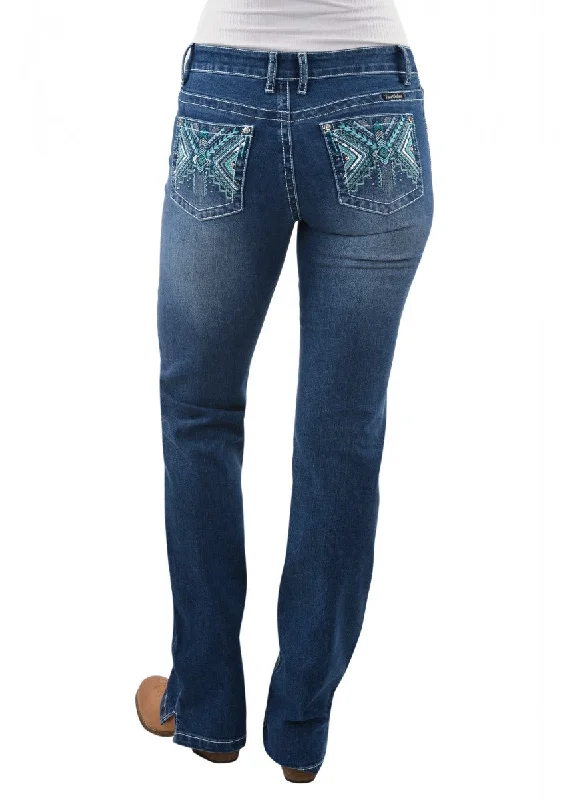 PCP2212503 Pure Western Women's Camila Straight Jean 34' Chic Rip-Detail High-Waist Jeans PCP2212503 Pure Western Women's Camila Straight Jean 34' Chic Rip-Detail High-Waist Jeans