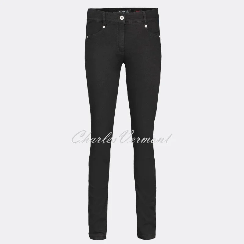 Robell Star Full Length Jean 51601-54808-90 (Black) Trendy Flared Leg Jeans