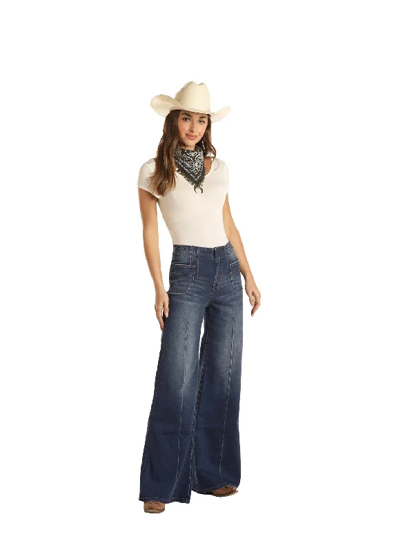 Rock & Roll Cowgirl Women's Palazzo Flare Jean Stylish Bootcut Denim Jeans