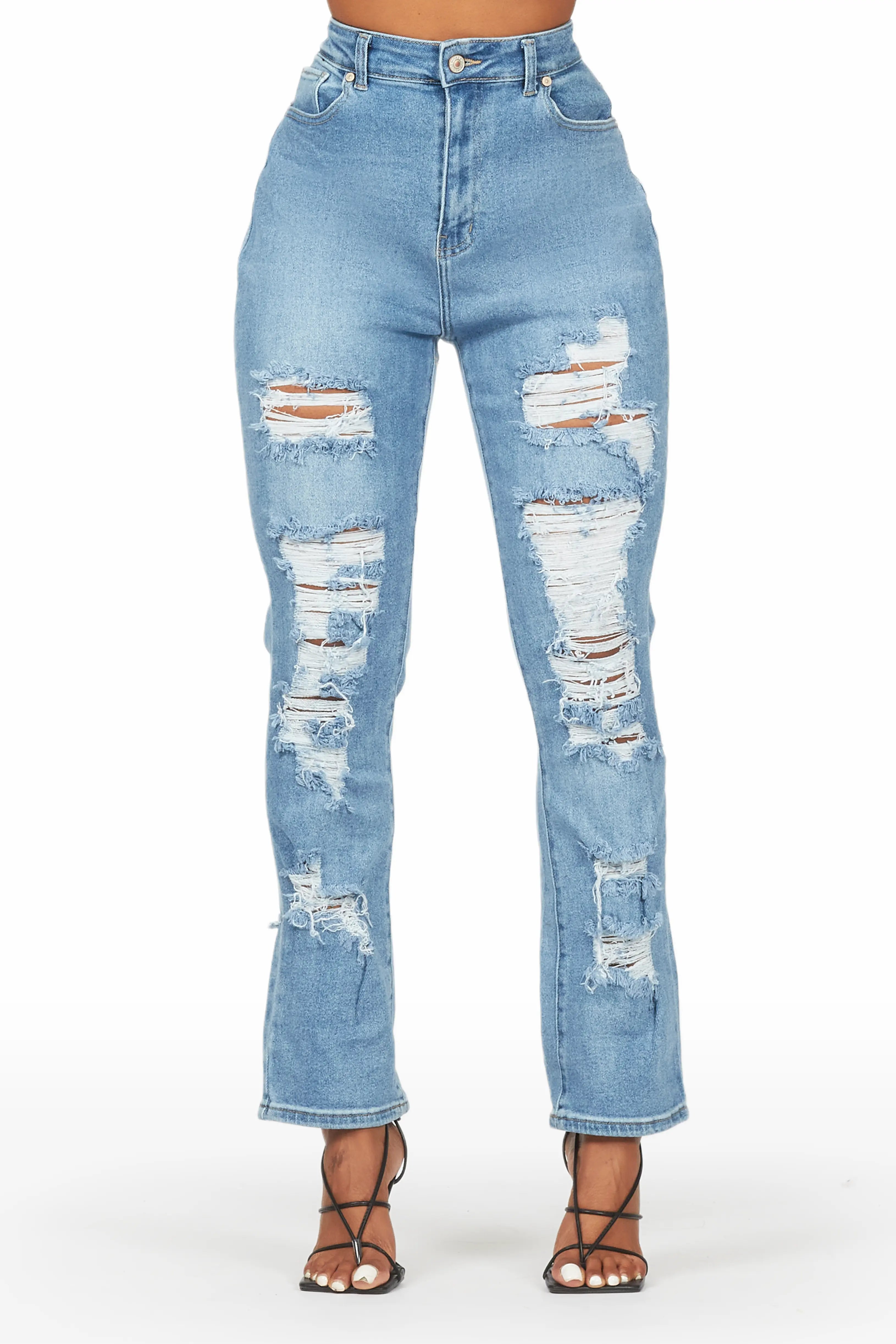 Kaydan Light Wash Distressed Skinny Jean Chic Vintage-Inspired Denim Jeans