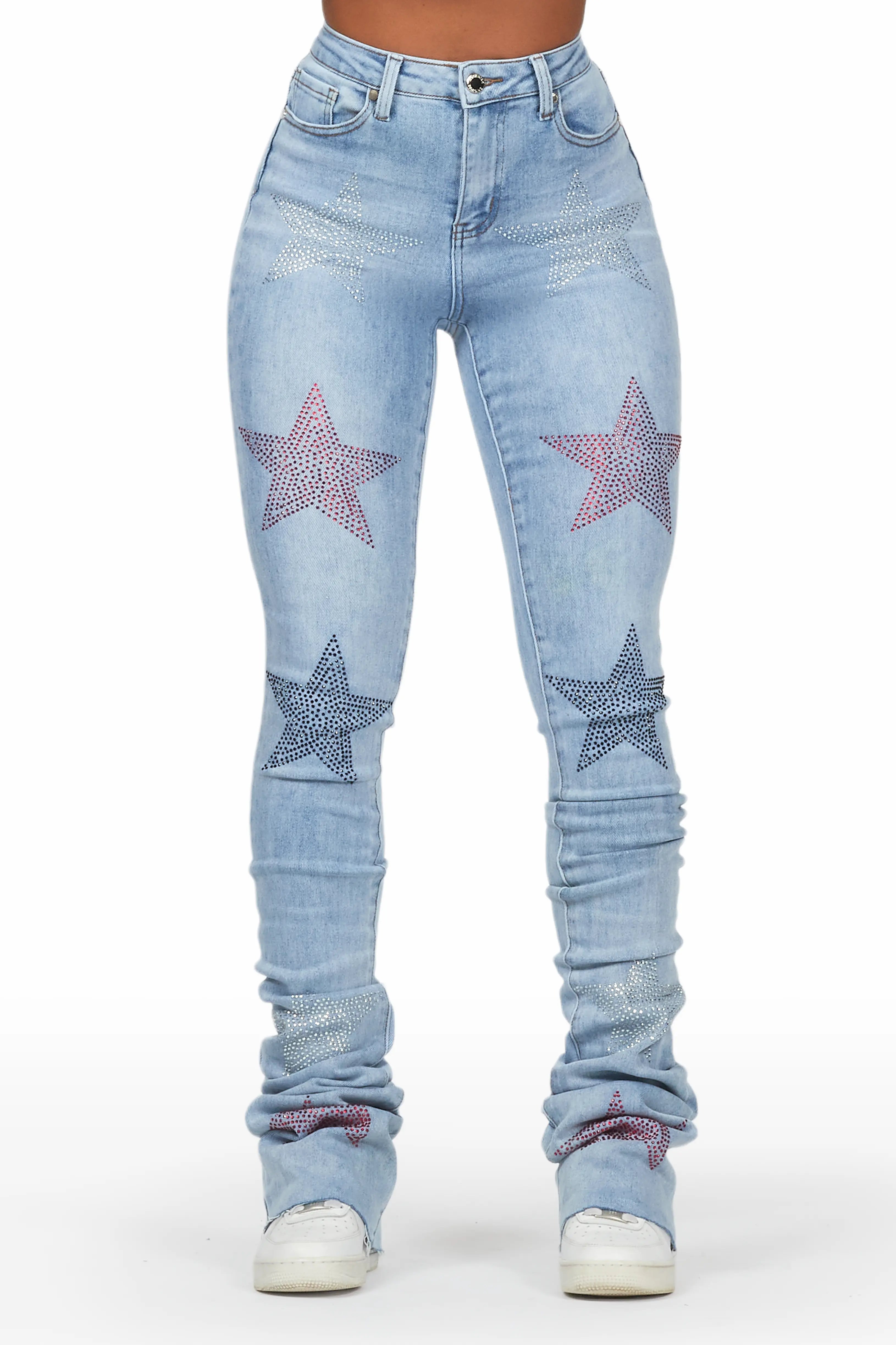 Stargirl Med. Wash Super Stacked Jean Fashionable Bootcut Jeans
