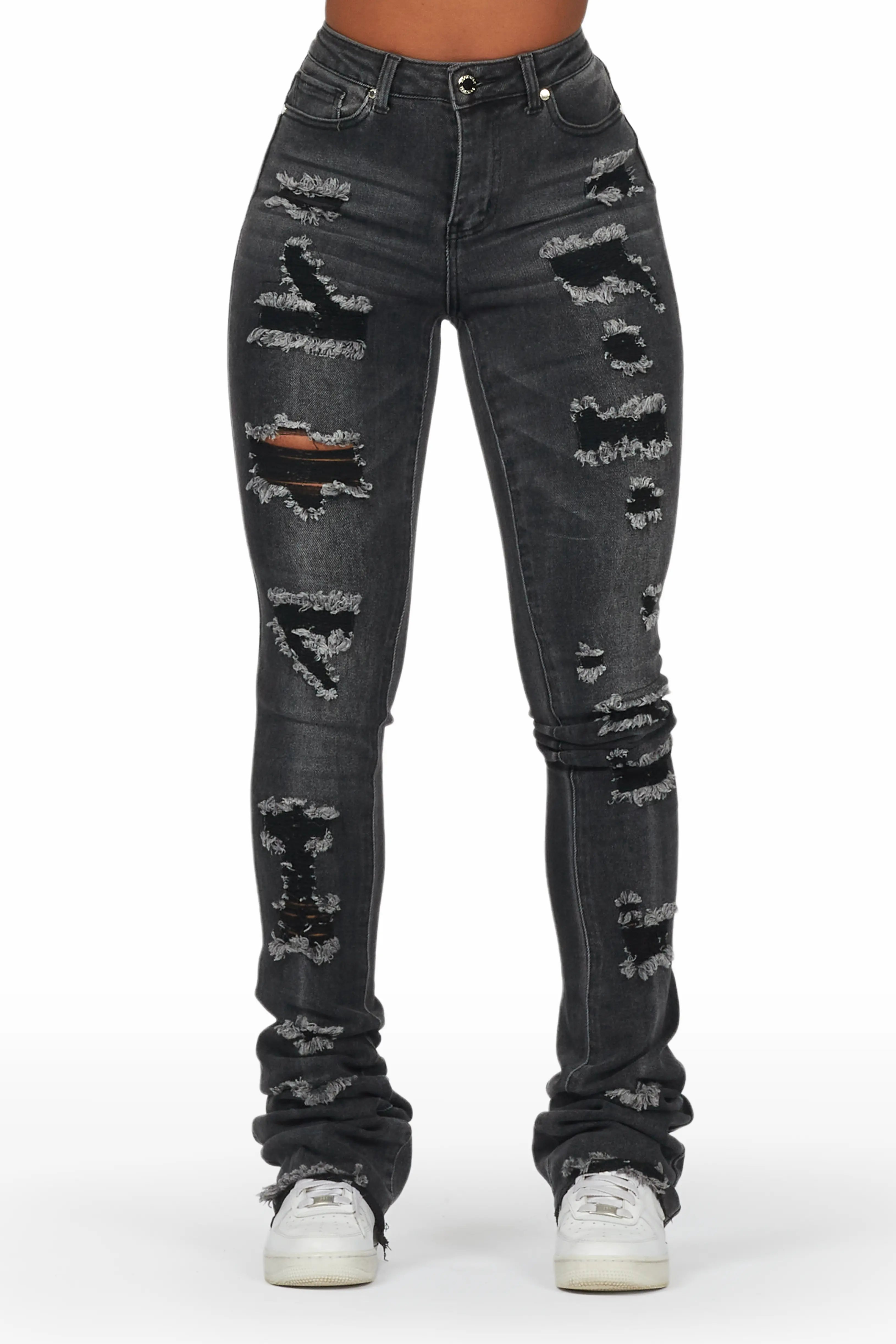 Remy Black Super Stacked Jean Classic Black Denim Jeans