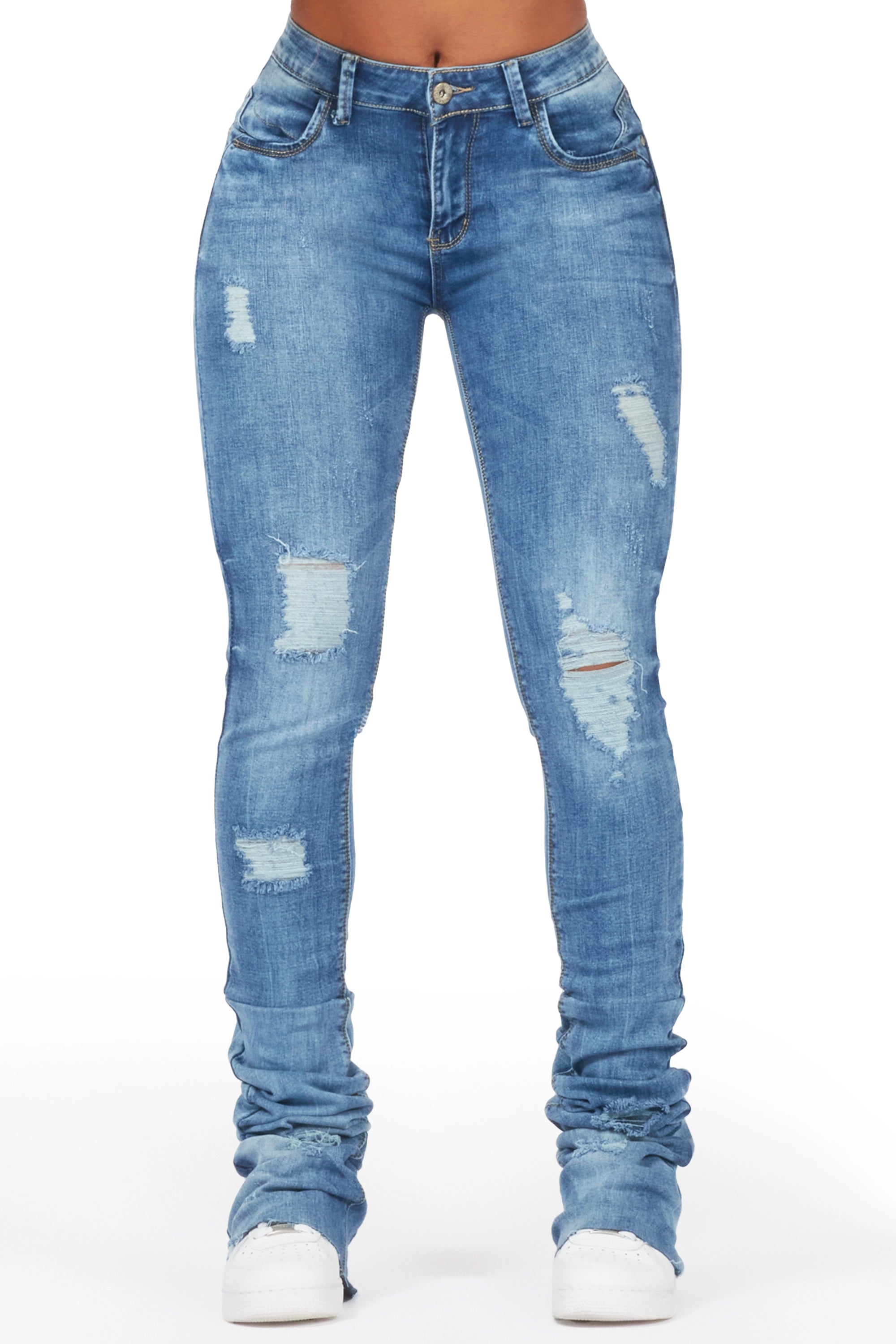 Jenelle Med. Wash Super Stacked Jean Casual Light Wash Jeans