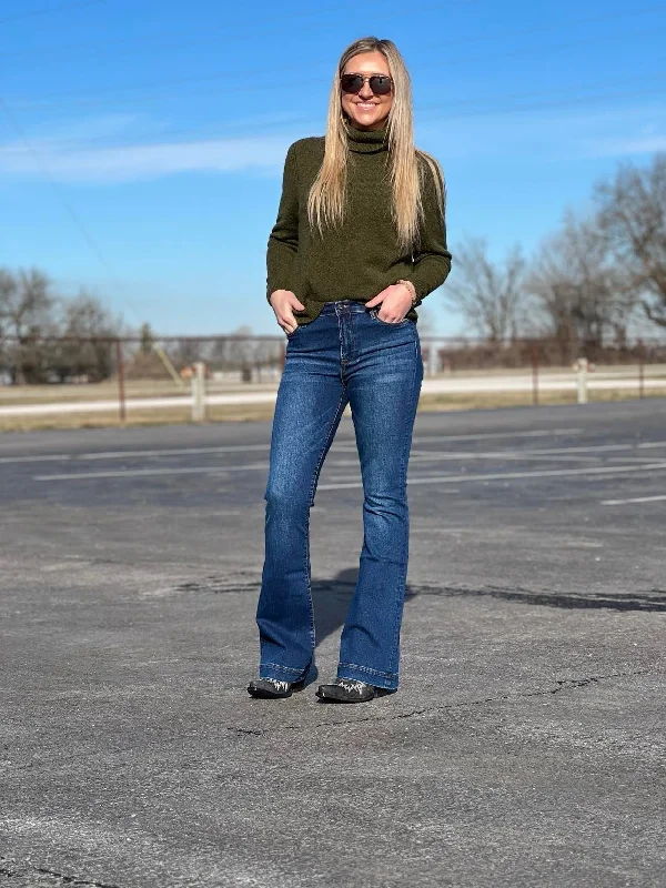 Womens Cammy High Rise Flare Jean by Stetson Classic Blue Denim Jeans