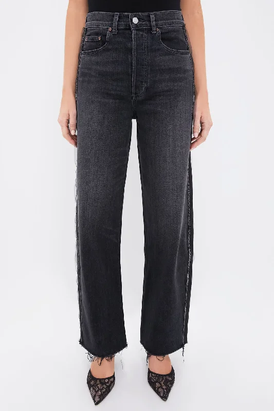 Vintage Charcoal Beaded Tux Stripe Nomad Jean Trendy Paperbag Waist Jeans