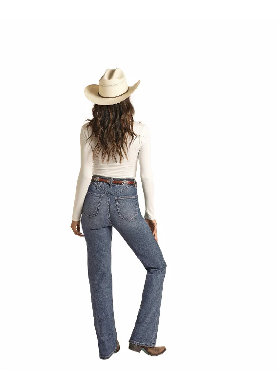 Women's Rock & Roll Cowgirl High Rise Jean #WH3544 Fashionable Cropped Denim Jeans