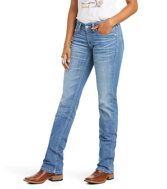 Women's Ariat R.E.A.L. Charlotte Straight Mid-Rise Jean Trendy Bootcut High-Waisted Jeans Women's Ariat R.E.A.L. Charlotte Straight Mid-Rise Jean Trendy Bootcut High-Waisted Jeans