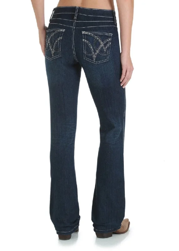 Wrangler Jean Womens Mid Rise Q Baby Booty Up Trendy Bootcut High-Waisted Jeans