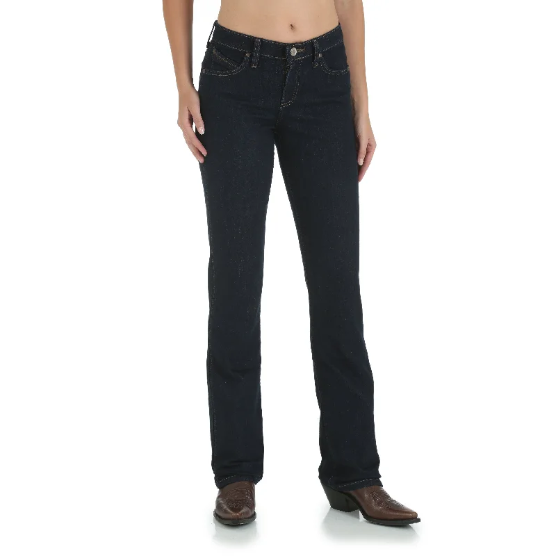 Wrangler Women's Dark Denim Ulimate Q-Baby Riding Jean Chic Double Waistband Jeans