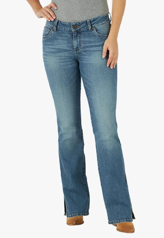 Wrangler Womens Retro Mae Riley Slit Jean Casual Distressed Denim Jeans