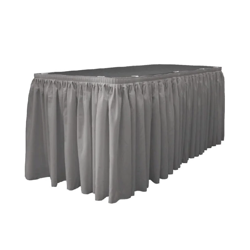 14 Ft. x 29 in. Dark Grey Accordion Pleat Polyester Table Skirt belted skirt waist