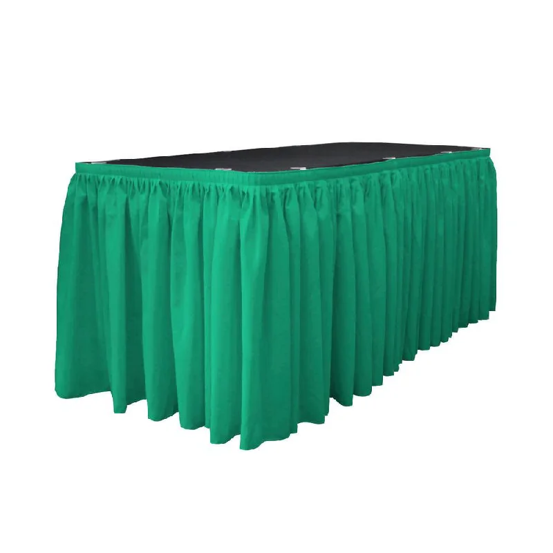14 Ft. x 29 in. Jade Accordion Pleat Polyester Table Skirt button skirt front