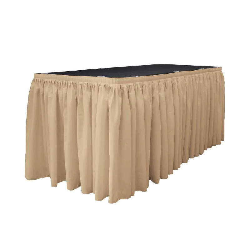 14 Ft. x 29 in. Khaki Accordion Pleat Polyester Table Skirt linen skirt natural