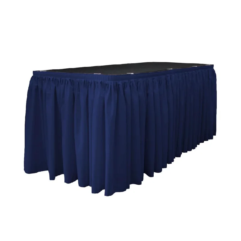 14 Ft. x 29 in. Navy Blue Accordion Pleat Polyester Table Skirt corduroy skirt textured