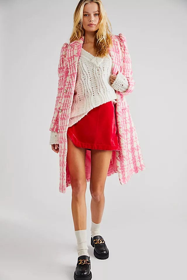 Annalise Velvet Mini Skirt Pink Phenom wool skirt sturdy