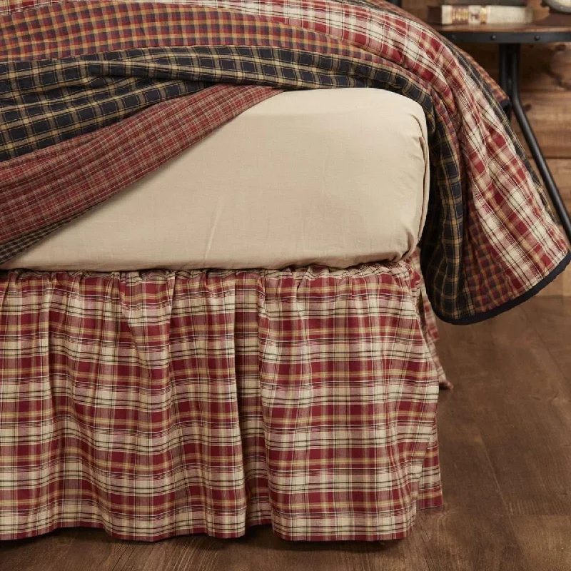 Beckham Plaid Bed Skirts Rust, Khaki, Soft Black VHC Brands flowy skirt hem