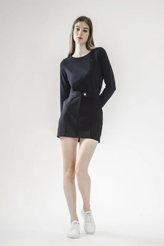 BLACK COTTON SKIRT leather skirt refined