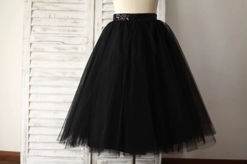 Black Tulle Petticoat Underskirt Crinoline TUTU Skirt leather skirt bold