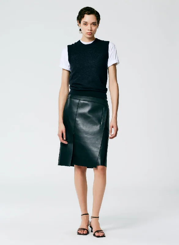 Bonded Leather Slash Skirt leather skirt bold