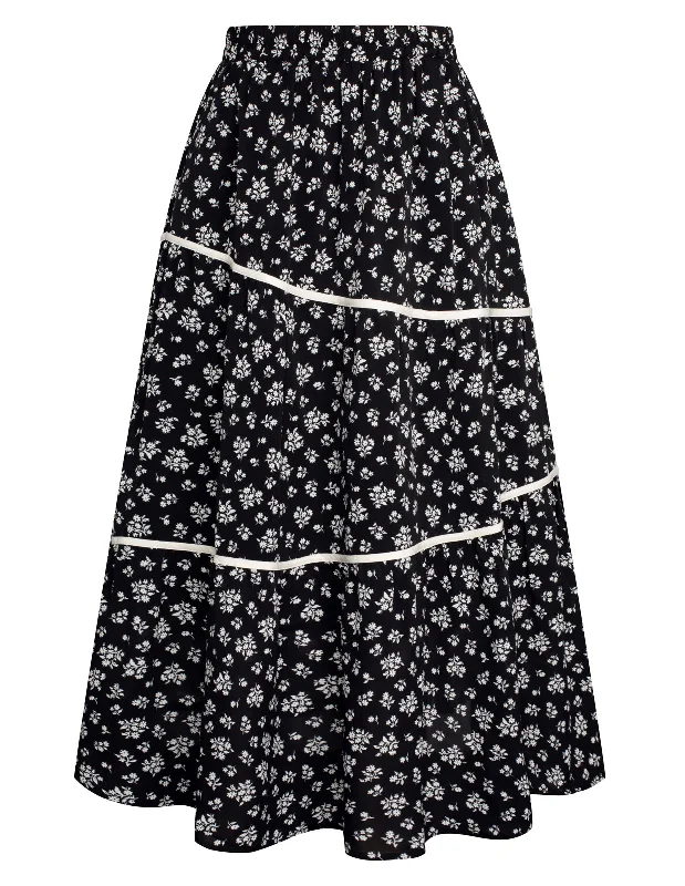 BP Women Tiered Swing Skirt Elastic Waist Mid-Calf Flared A-Line Skirt velvet skirt luxury