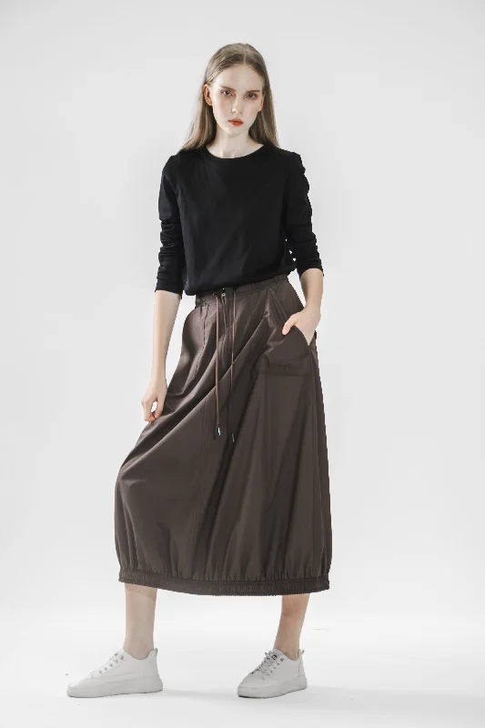 COFFEE/PINK SMOOTH FINISH A-LINE BUBBLE SKIRT wool skirt thick