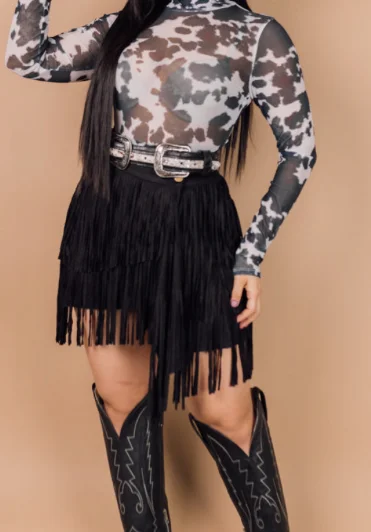 Suede Fringe Skirt JJ summer skirt style