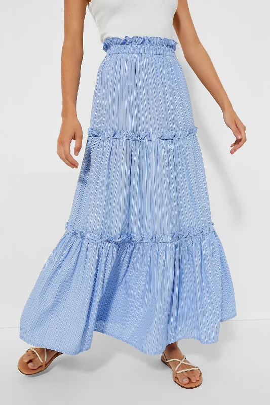 Cornflower Blue Stripe Prado Skirt velvet skirt plush