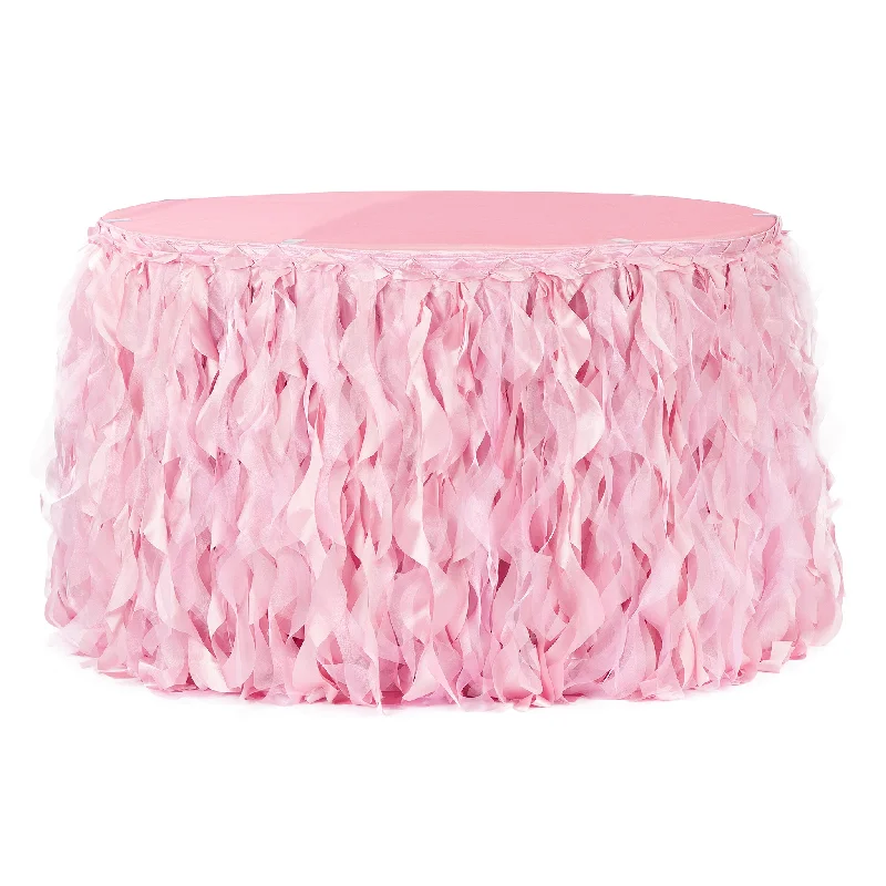 Curly Willow 14ft Table Skirt - Pink silk skirt lustrous