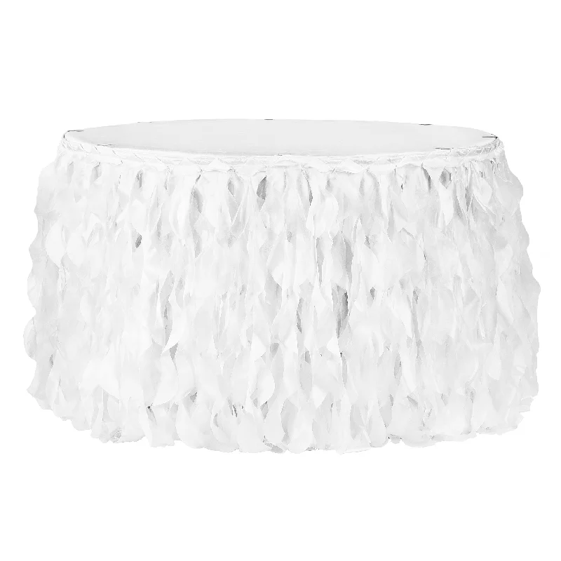 Curly Willow 17ft Table Skirt - White chiffon skirt floaty
