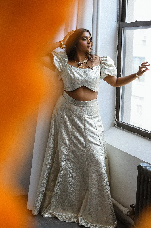 DIVYA Mint and Gold Lehenga Skirt (Ready-to-Ship) wool skirt warm